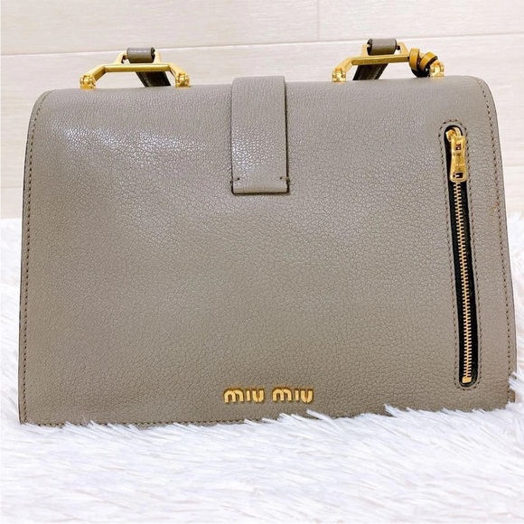 Miu Miu Two-Tone Yellow and Gray Satchel - Picture 4 of 10